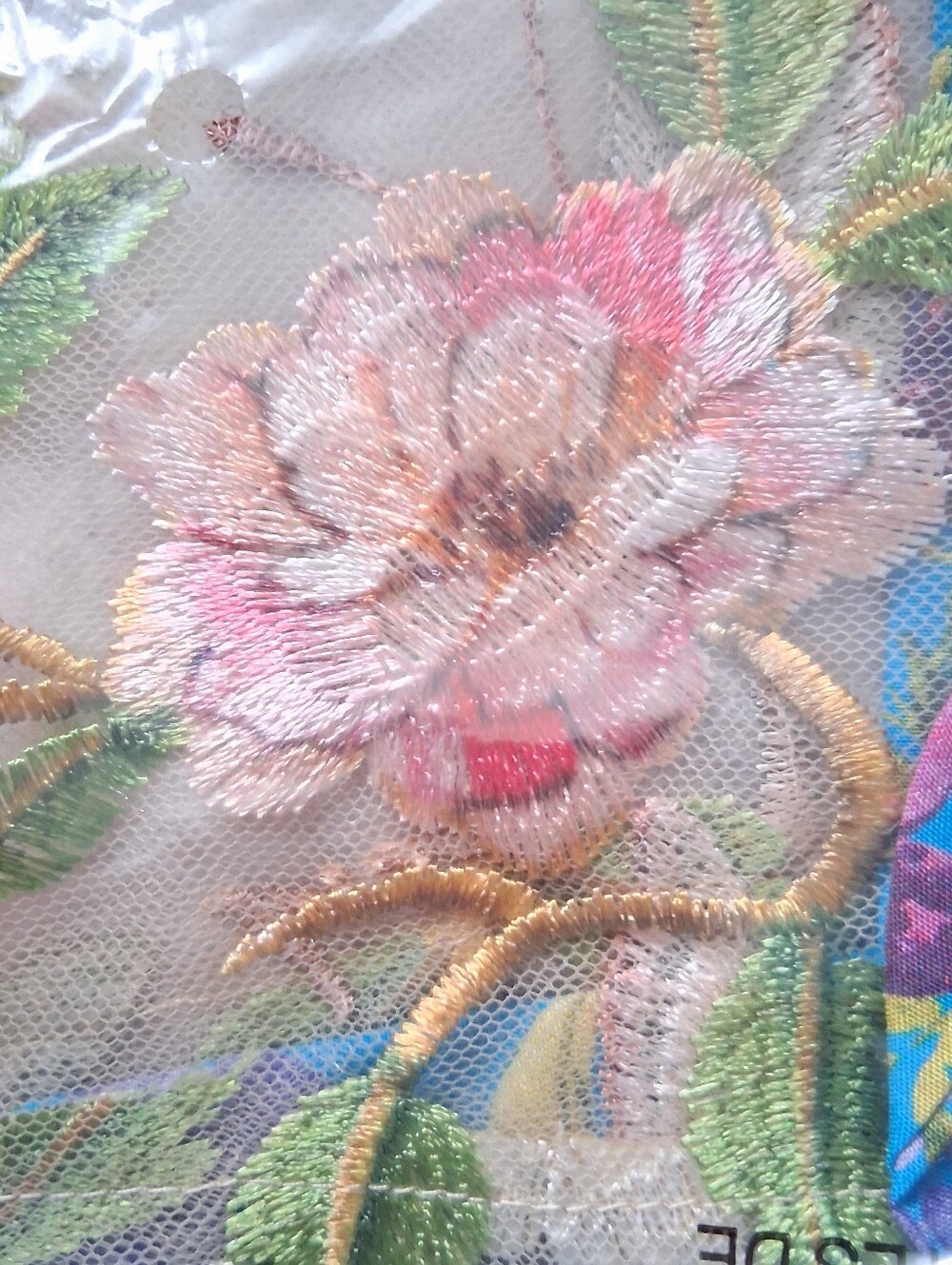 Aratta Garden Of Eden Embroidered Blue Floral Mesh Duster sz XL NWT - Picture 9 of 11